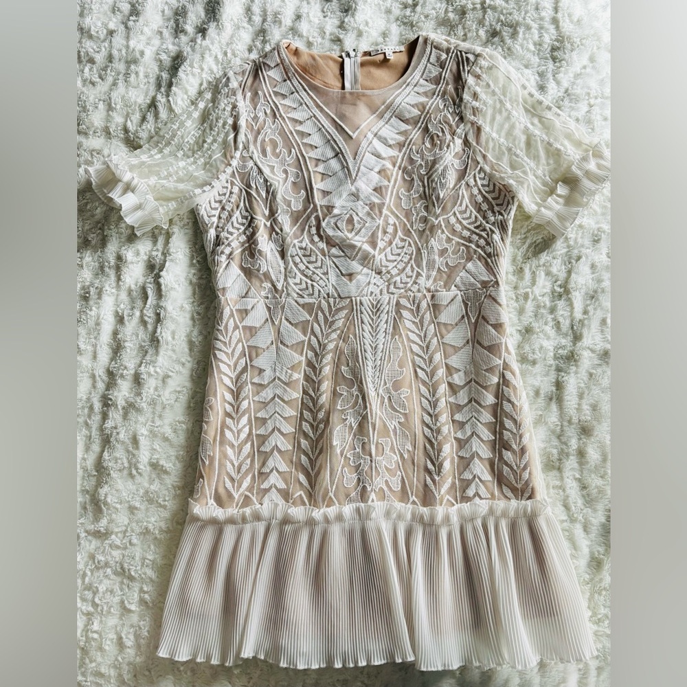 Elegant Ivory and Nude Lace Dress
